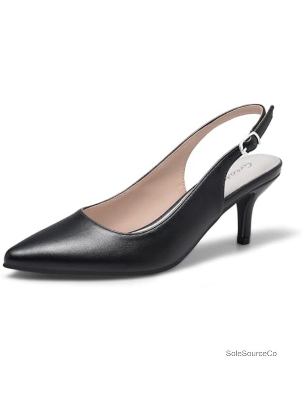 Kitten Heels Pointed Toe Slingback Dress Pumps 3" Heel